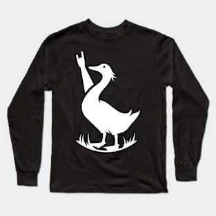 Cool Retro Ducks Rock 70s 80s 90s Funny Duck Long Sleeve T-Shirt